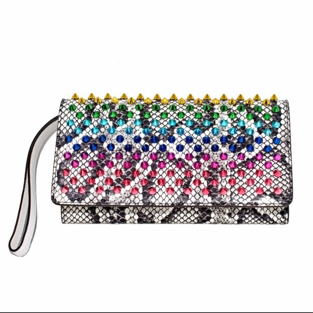 CHRISTIAN LOUBOUTIN STUDDED SNAKESKIN WRISTLET NWT